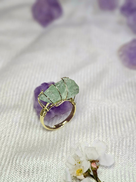 Fluorite Wire-Wrapped Ring – Clarity, Focus & Inner Peace